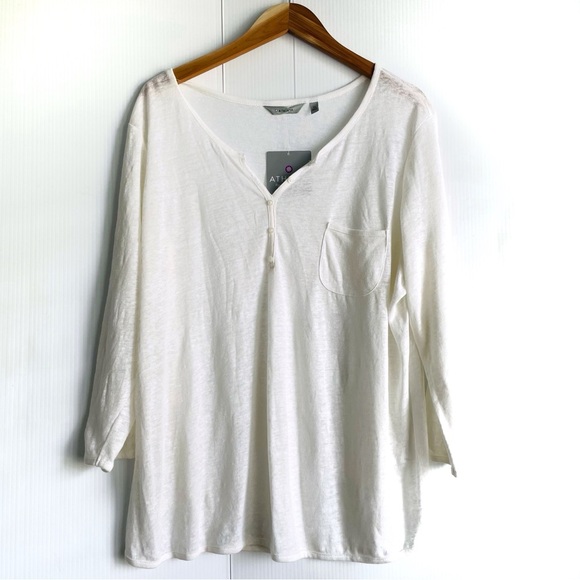🆕 Athleta white Long Sleeve Tee lightweight top NWT - Picture 1 of 6